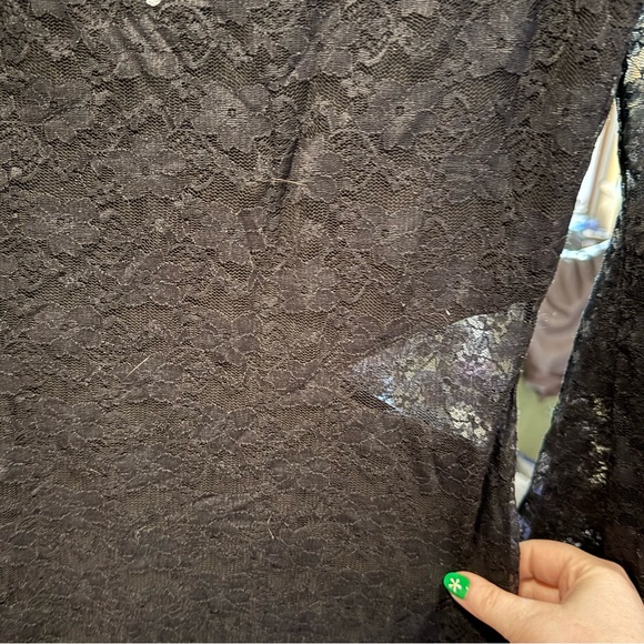 Free People Lace Bell Sleeve Mini Dress Black, size Large - Picture 7 of 11